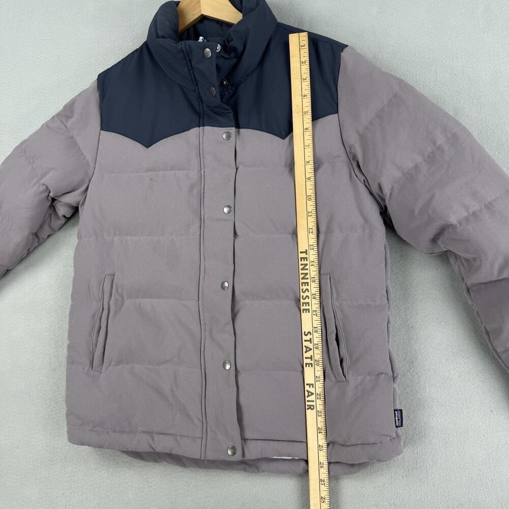 Patagonia Bivy Jacket Womens Large Purple Down Puffer Snap Front Western Yoke - Picture 6 of 14